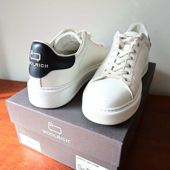 Woolrich Shoes - Woolrich Classic Court Sneakers in Soft Calf Leather with Contrast Rear Patch 10